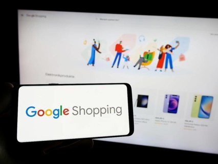 Stuttgart, Germany, 09-23-2023: Person holding smartphone with logo of product search platform