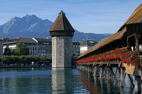 Chapel Bridge and water tower in Lucerne