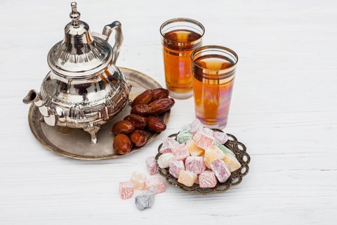 Dates fruit with turkish delight teapot