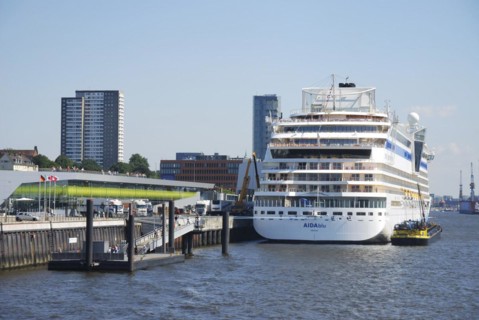 HAMBURG, GERMANY, AUGUST 20: Cruise liner Aidablu at the Hamburg harbor (St. Pauli Landungsbrücken