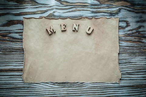 Vintage roll menu on wooden board