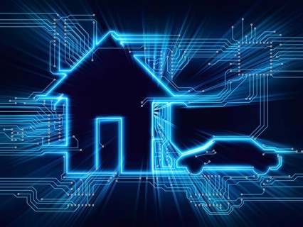 Connected house and electric car future home automation household technology conceptual