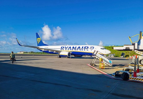 Ryanair plane parking at Joao Paulo II Airport