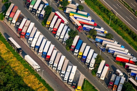 Resser Mark lorry service area on the A2 motorway, North Rhine-Westphalia, Ruhr region