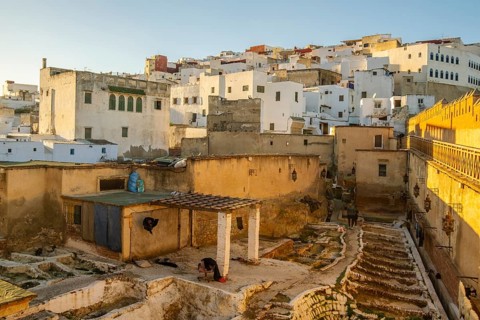 City View of Houses and Tannery in Tetouan, Morocco, Africa
