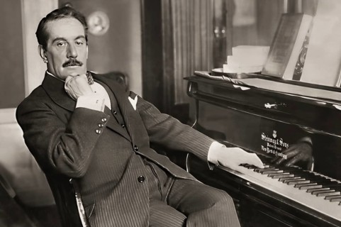 Giacomo Puccini, 1858 –1924, Italian composer, digitally edited according to a photograph
