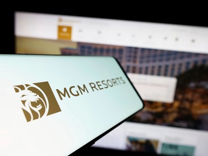 Stuttgart, Germany, 08-04-2023: Smartphone with logo of hospitality company MGM Resorts