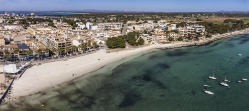 Colònia de Sant Jordi, Es Port beach view, Ses Salines, Mallorca, Balearic Islands, Spain, Europe