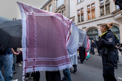 Germany, Berlin, 22 May 2024, Pro-Palestine demonstrators occupy HU building, social science