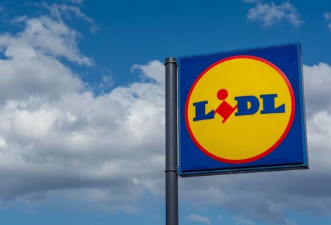 Nova Bana, Slovakia, March, 18, 2022 : Lidl shop Sign. Brand logo. Lidl is a German international