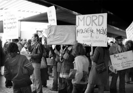 Left-wing sympathisers of the Red Army Faction (RAF) protesting in Dortmund on 13.11.1974 after the