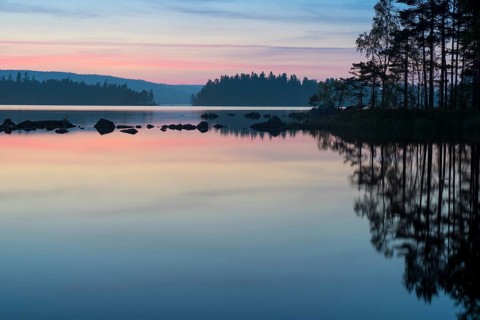 Evening mood in the Glaskogen nature reserve, Buvattnet, Lenungshammar, Värmland, Sweden, Europe
