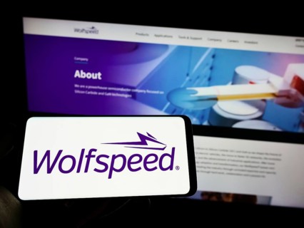Stuttgart, Germany, 09-20-2022: Person holding cellphone with logo of US semiconductor company