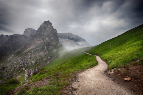 Mountains ridge before rain, Val di Fassa, Italian Dolomites