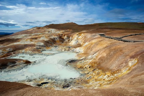 Geothermal area, Leirhnjukur, Krafla volcano, sulphur springs, Iceland, Europe