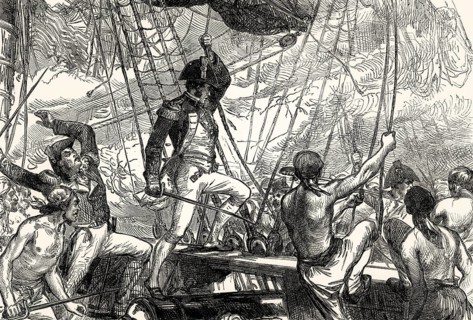 The British boarding USS Argus, 14 August 1813, War of 1812, From British Battles on Land and Sea,