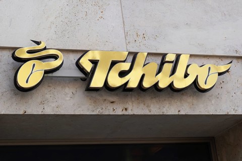Hannover, Germany - March 02, 2020: Tchibo logo store sign at local branch of german coffee retail