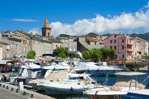 Port and old town, Saint, St.-Florent, Corsica, France, Europe
