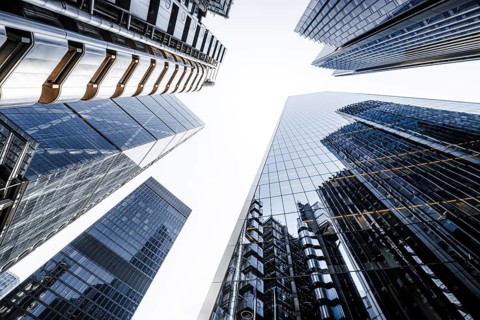 modern facades in the city of london
