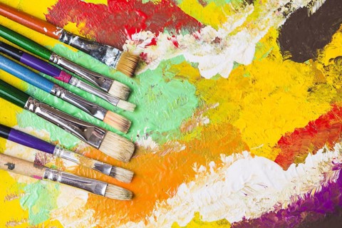 Brushes colorful painting. High resolution photo