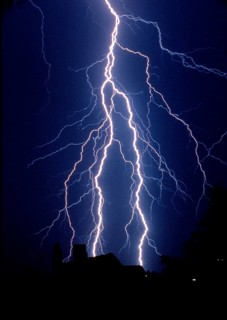 Lightning in the night sky, thunderstorm