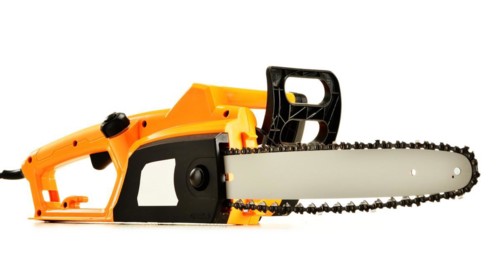 Electric chainsaw isolated on white background