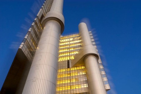 HVB-Tower at sunset, HVB Immobilien, Hypovereinsbank HVB Real Estate, Unicredit Group at