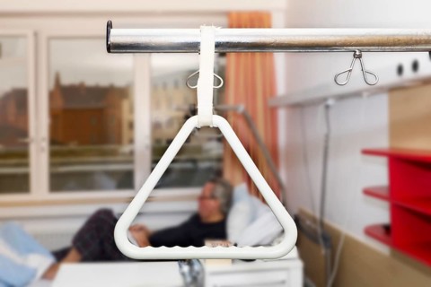 View of the patient through a triangle handhold