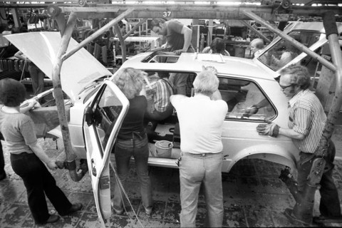 Production of the Golf at the VW plant on 10. 05. 1979 in Wolfsburg, Germany, Europe