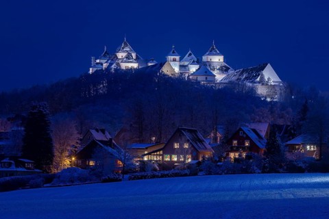 Augustusburg Hunting Lodge in the wintry Ore Mountains
