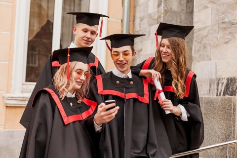 Happy students graduating