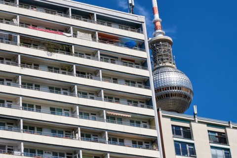 Social housing with the Berlin TV tower in the background