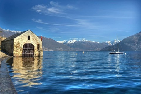Boathouse, Lake Maggiore, Cannobio, Province of Verbano-Cusio-Ossola, Piedmont, Lake Maggiore,