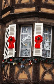 Christmas in Aslace, East of France, Christmas Decorations at Window