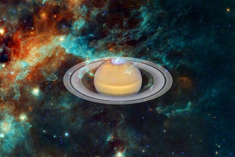 Planet Saturn. Solar system. Cosmos art. Elements of this image furnished by NASA