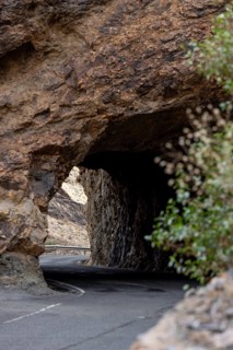 Rock tunnel at the Barranco de la Aldea de San Nicolas, Central Mountains, Gran Canaria, Canary