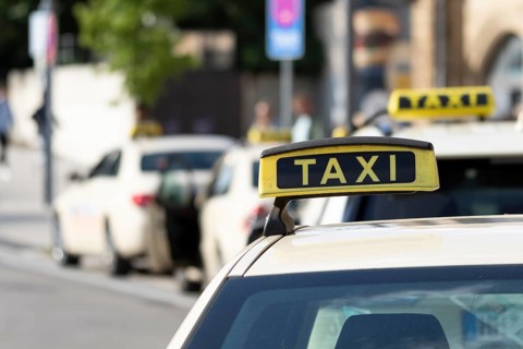 Detailed view, sign of a waiting taxi at a taxi rank in Hamburg, Germany, Europe