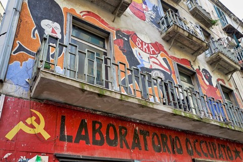 Naples Campania Italy. Social Center building occupied by leftists protestants