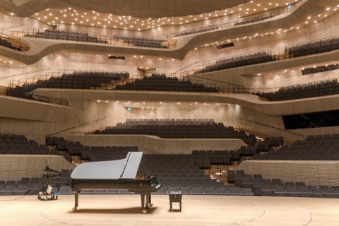 Auditorium and great concert hall of the Elbphilharmonie, the Elbe Philharmonic Hall in the harbor