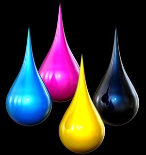 3d rendering of cmyk drops