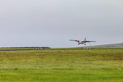 Small aircraft, Britten-Norman Islander, christened Earl Thorfinn - The Mighty, registration GBPCA,