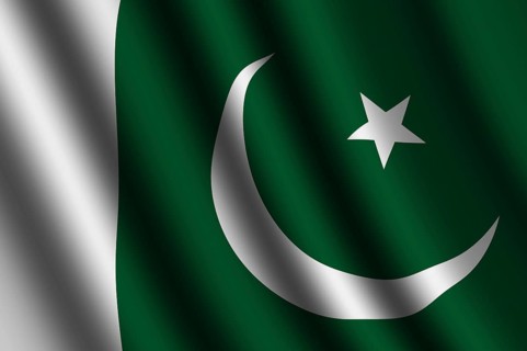 The Pakistani flag flying in the wind