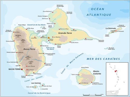 Vector map of French overseas territory Guadeloupe