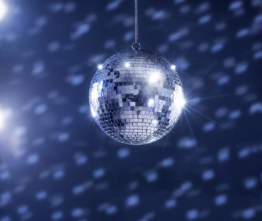 A mirror ball hanging from the ceiling