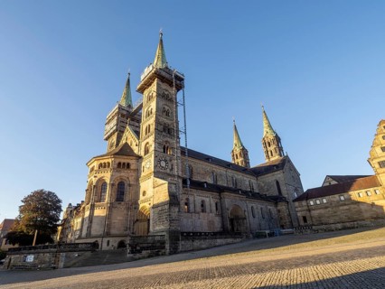 Bamberg Cathedral in the morning light, Bamberg, Upper Franconia, Franconia, Bavaria, Germany,