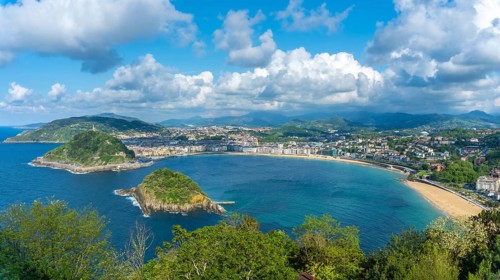 Panoramic view of the city of San Sebastián from Mount Igeldo, Gipuzkoa. Basque Country, Spain,