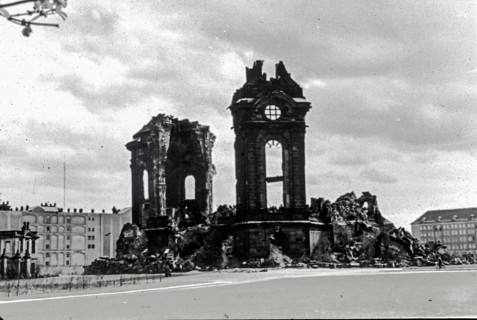 Rubble of the Dresden Frauenkirche by George Bähr, burnt out after the bombing raid of 13 February