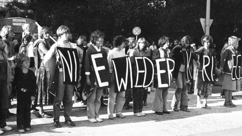 Demonstration of the DGB Youth on Anti-War Day. On 01.09.1980 in Hamburg, Germany, Europe