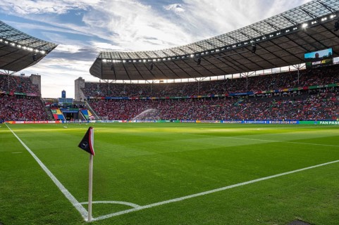 BERLIN, GERMANY - JULY 6, 2024: Euro 2024 quarterfinal match Nederlands vs Turkey. Aerial view at