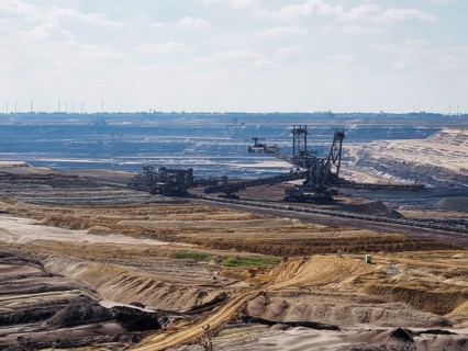 Large excavator in the Garzweiler open-cast lignite mine, Rhenish lignite mining area, Germany,